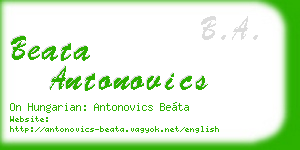 beata antonovics business card