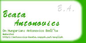 beata antonovics business card